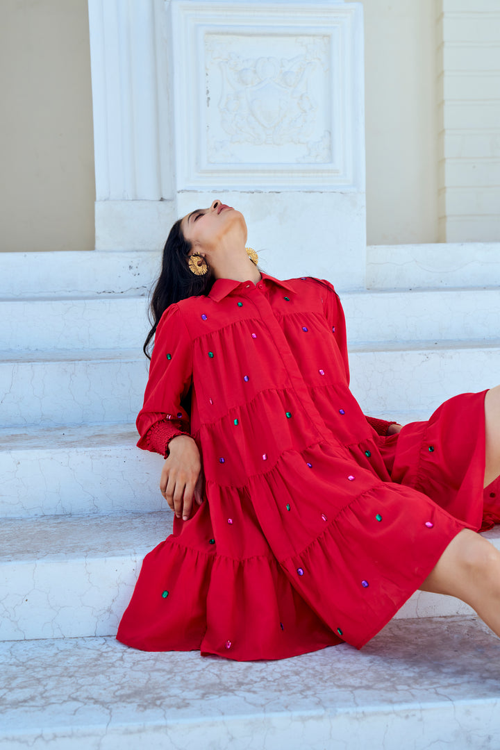 Scarlet Frill Dress
