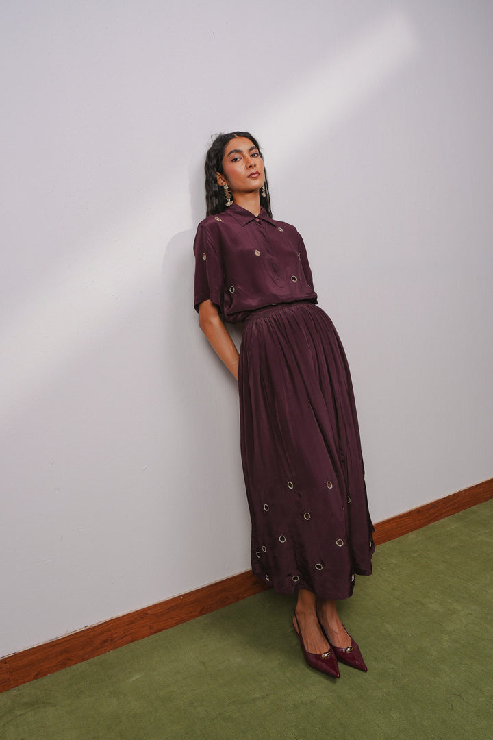 Plum Shirt & Skirt