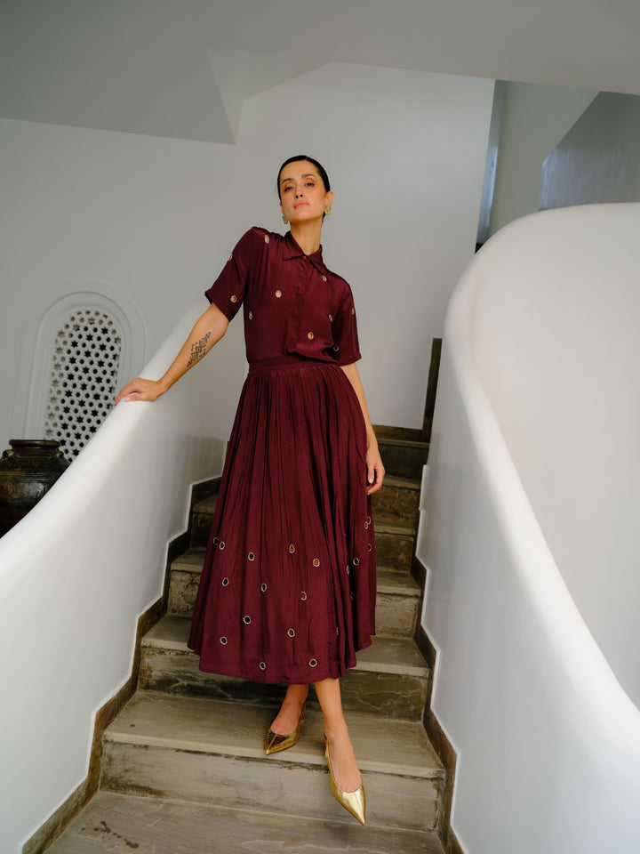 Plum Shirt &amp; Skirt