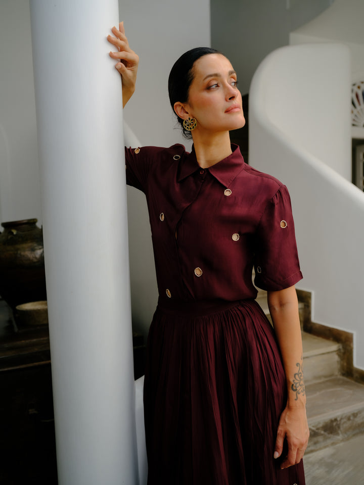 Plum Shirt &amp; Skirt