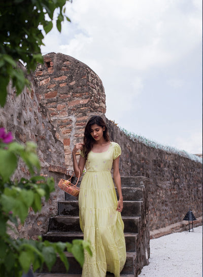Puff Sleeve Maxi Dress
