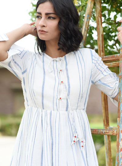 White Coloured Tassle Dress Online