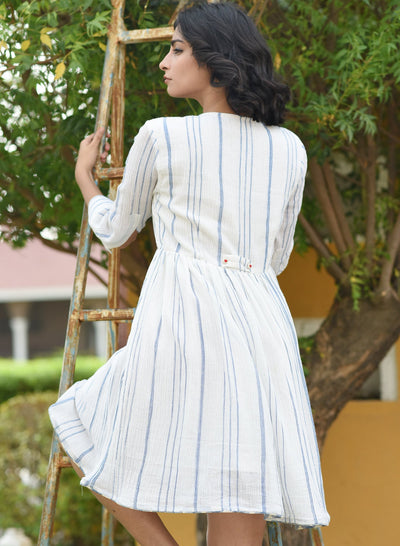 Buy White Coloured Tassle Dress