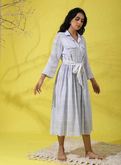 Online Chequered Cotton Crepe Dress