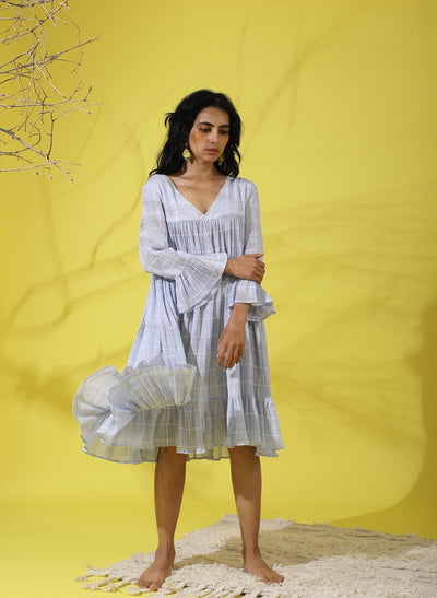 Buy Online Chequered Frilled Dress