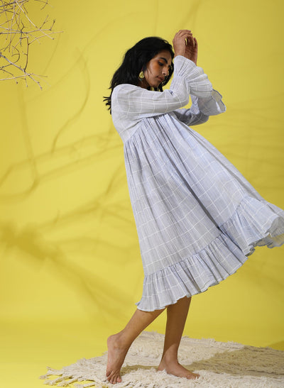 Buy Chequered Frilled Dress