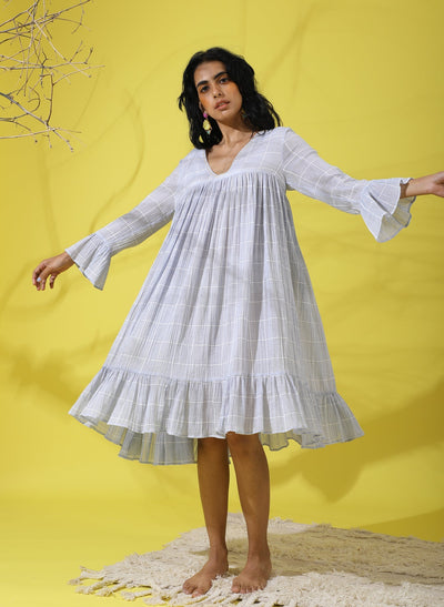 Shop Chequered Frilled Dress