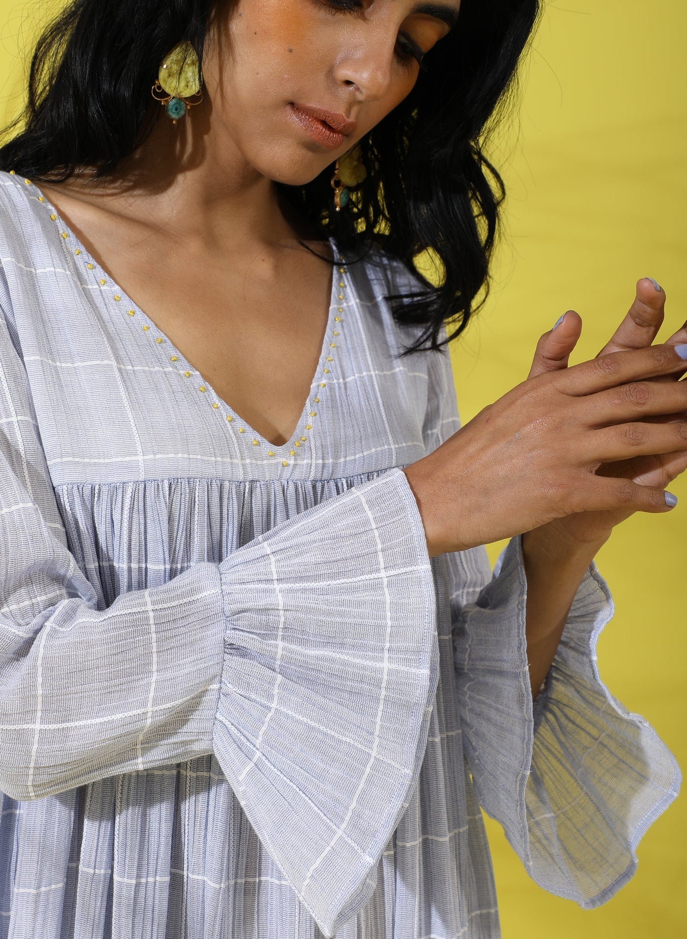 Online Chequered Frilled Dress