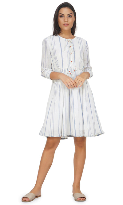Online White Coloured Tassle Dress