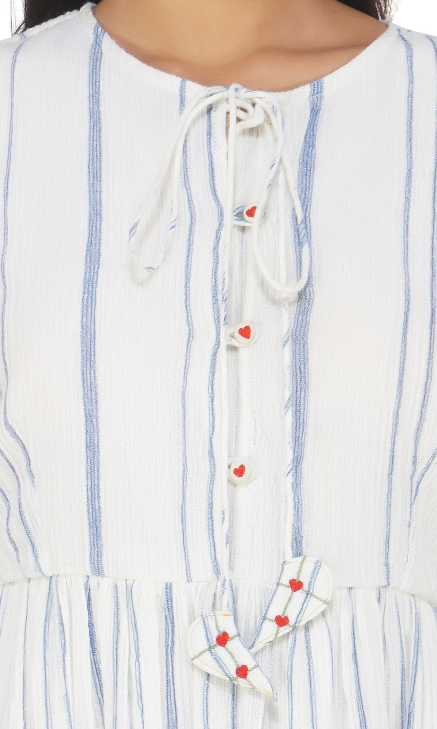 Get White Coloured Tassle Dress