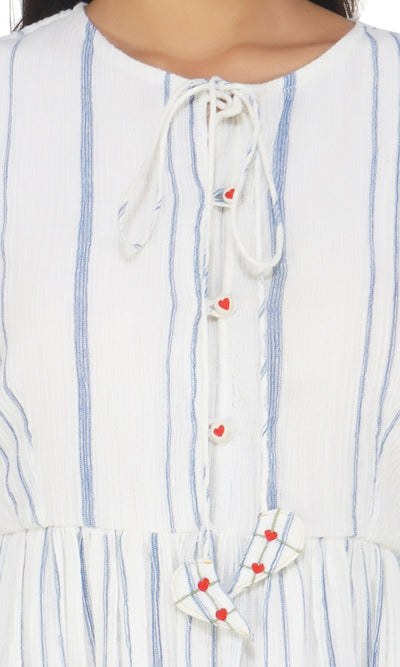 Get White Coloured Tassle Dress