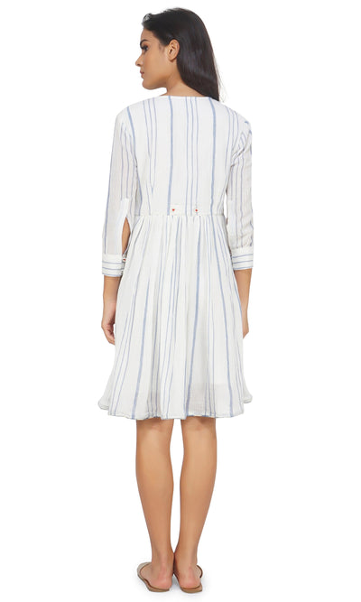 Shop Online White Coloured Tassle Dress