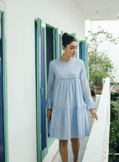 Blue Tiered Dress Online