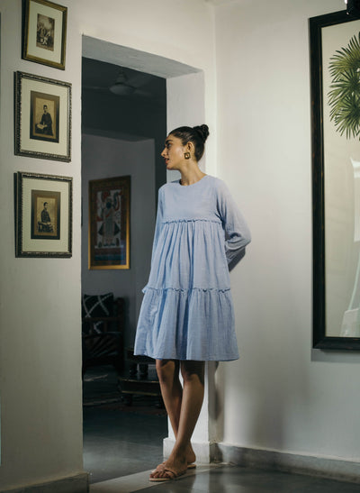 Get Blue Tiered Dress Online