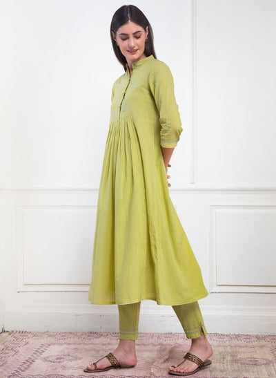 Shop Bhini Cotton Pleated Kurta