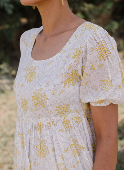 Women's Puff Sleeve Midi Dress