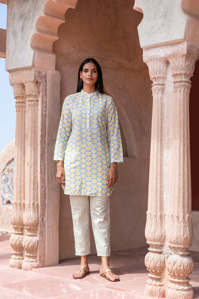 Bhumi Block Printed Nehru collar Short Kurta