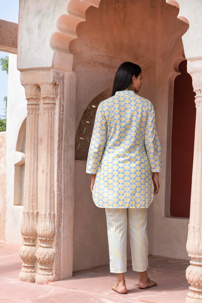 Bhumi Block Printed Nehru collar Short Kurta