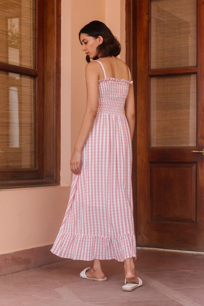 Blush Gingham Smocked Dress