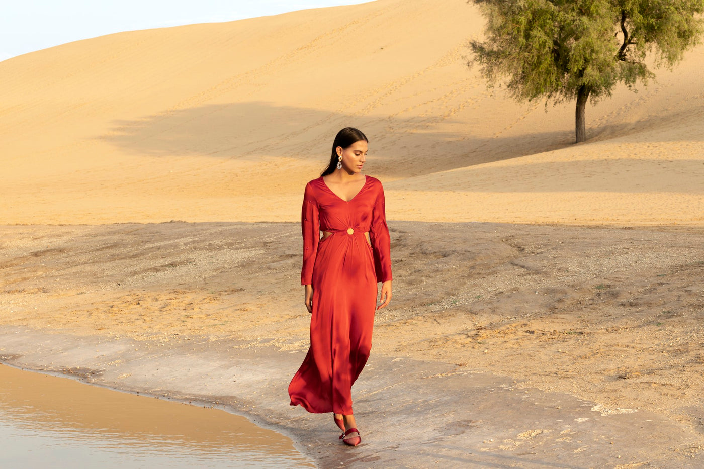 Crimson Glow Maxi Dress