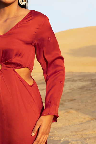 Crimson Glow Maxi Dress