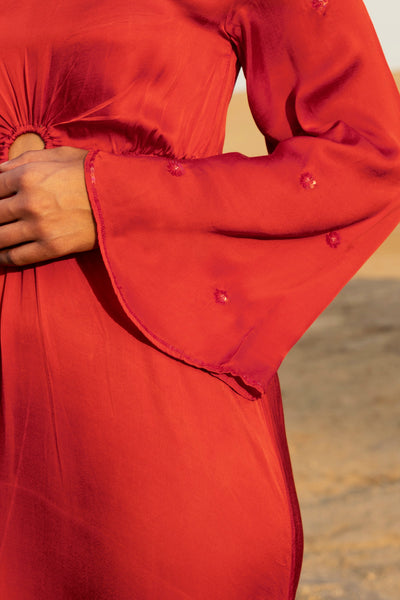 Crimson Glow Maxi Dress