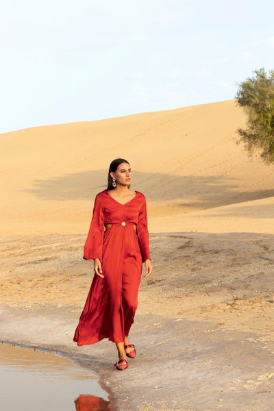 Crimson Glow Maxi Dress