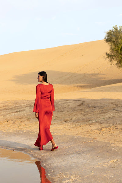 Crimson Glow Maxi Dress
