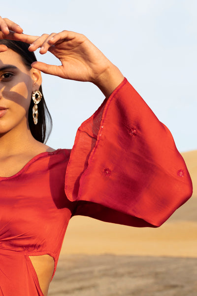 Crimson Glow Maxi Dress