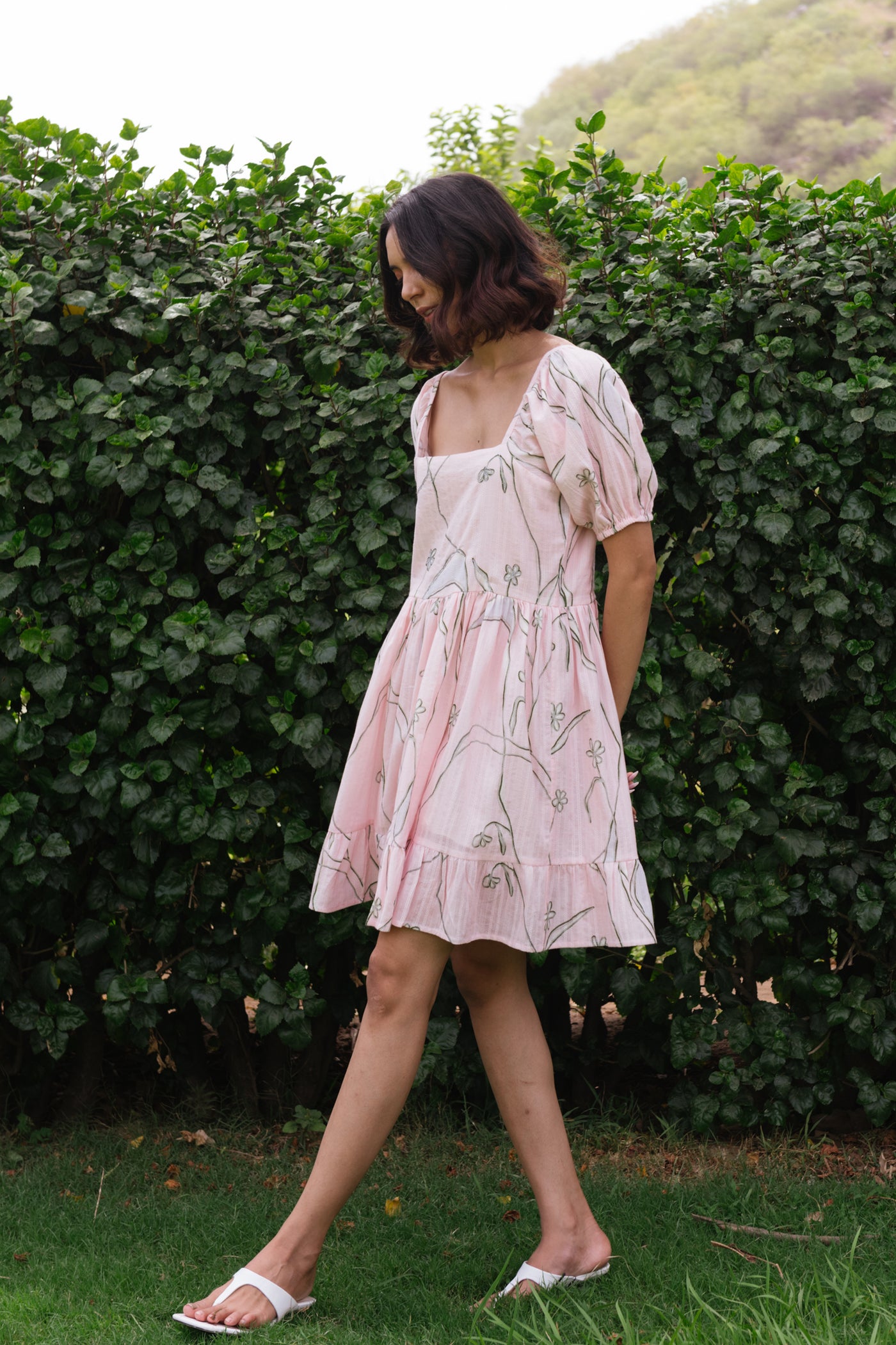 Cherry Blossom Printed Mini Dress