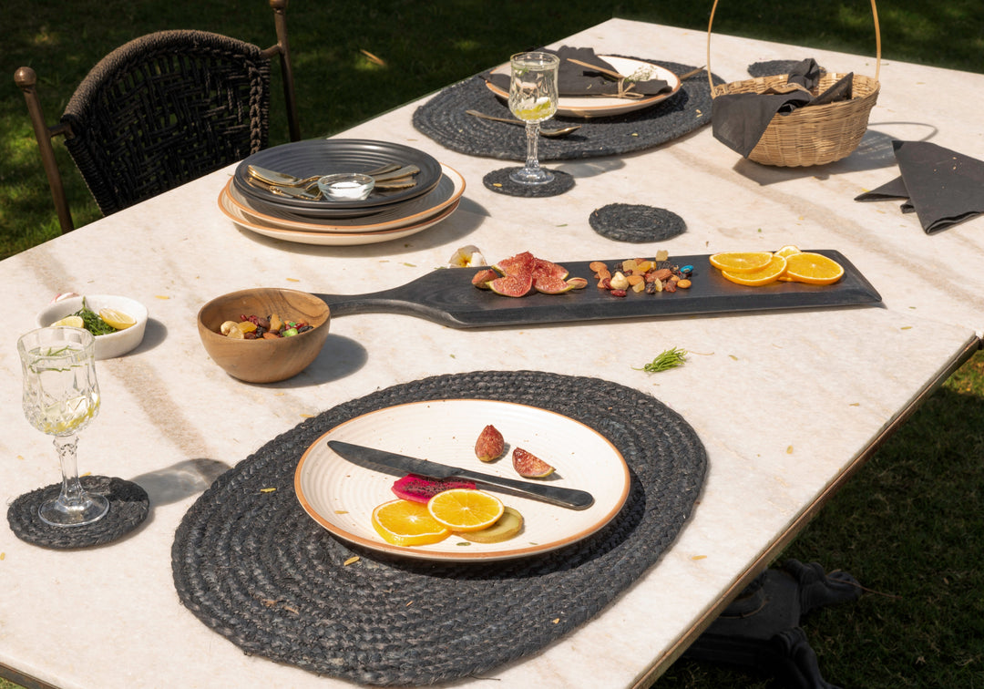 Coal Jute Oval Placemat