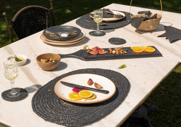 Coal Jute Oval Placemat