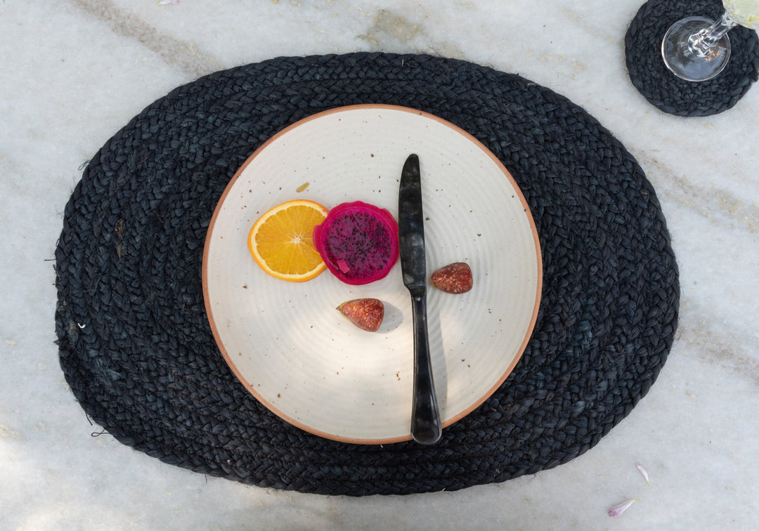Coal Jute Oval Placemat