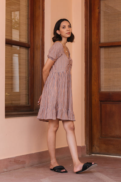 Coral Striped Dress