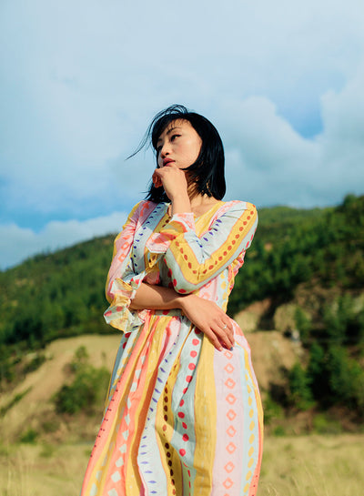 Delphinium Bell Sleeve Dress for Women