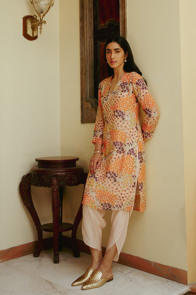 Faiz Peach Kurta