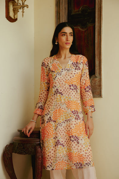 Faiz Peach Kurta