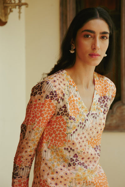 Faiz Peach Kurta