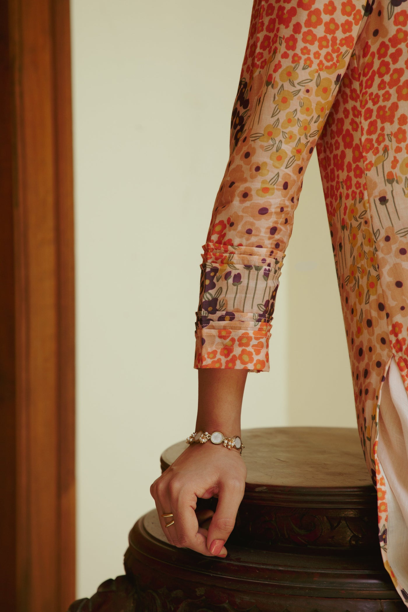 Faiz Peach Kurta