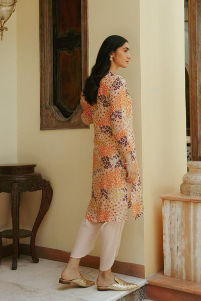 Faiz Peach Kurta