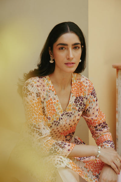 Faiz Peach Kurta