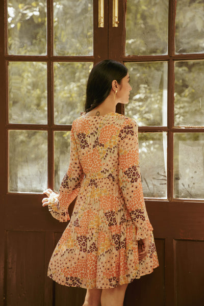 Faiz Peach Ruffled Dress