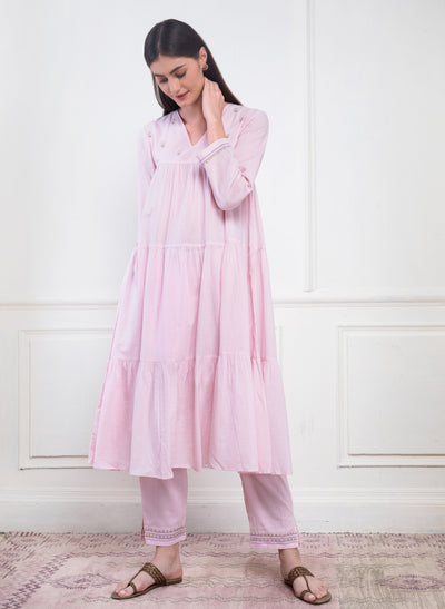 Buy Gulaab Cotton Tiered Kurta