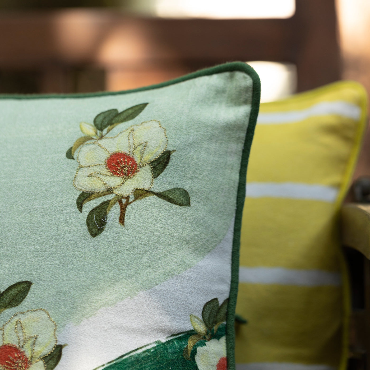 Green Aster Cushion Cover