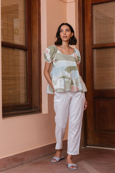 Happy Thoughts Printed Puff Sleeve Top
