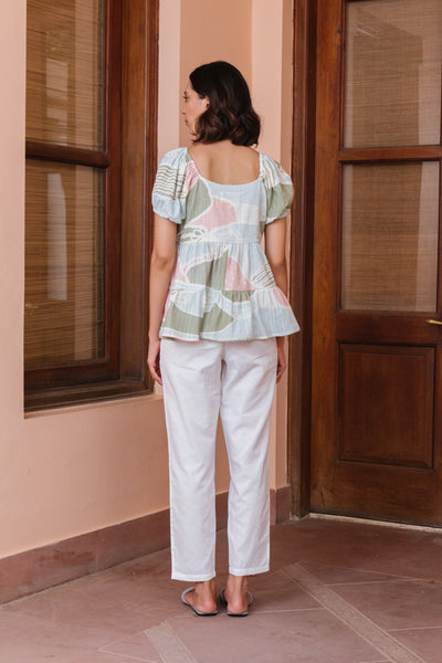 Happy Thoughts Printed Puff Sleeve Top