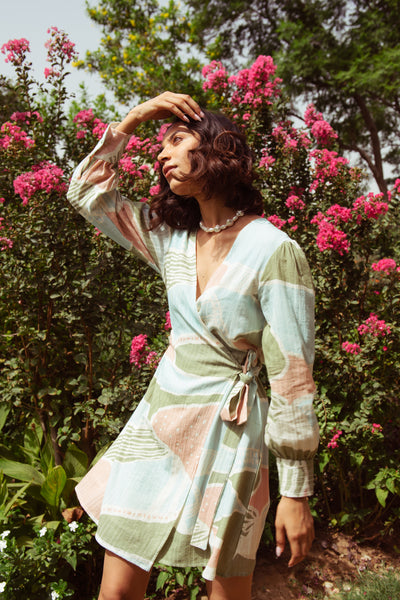 Happy Thoughts Printed Wrap Dress