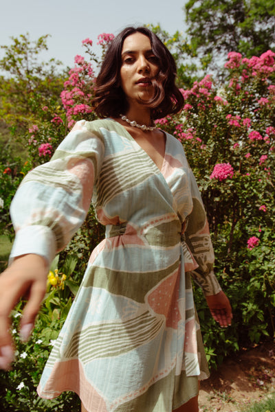 Happy Thoughts Printed Wrap Dress