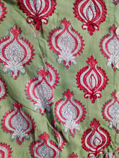 Shiddat Printed Nehru Collar Gathered Kurta