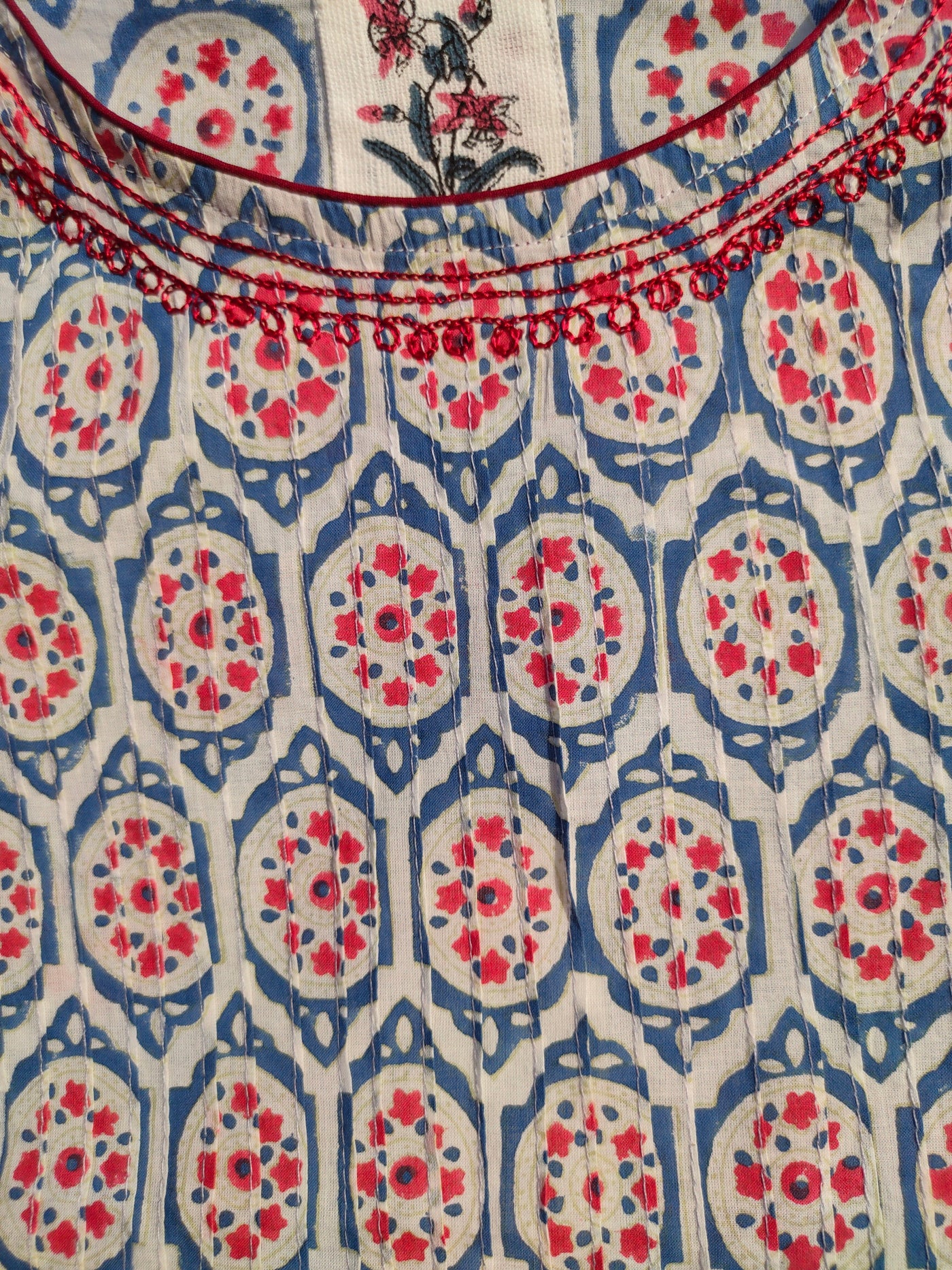 Neel Printed Pintuck Long Kurta